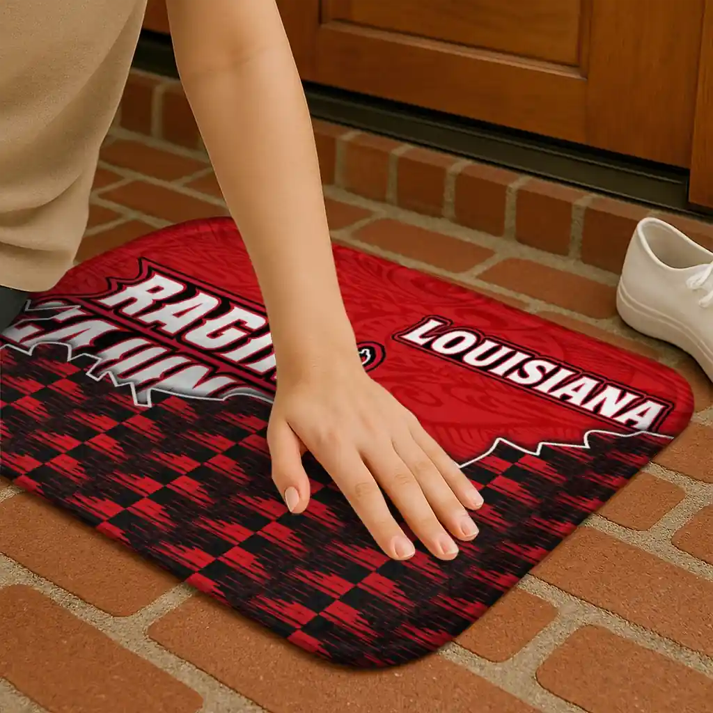 louisiana-ragin-cajuns-tribal-detailing-red-black-doormat-premium-grade.webp