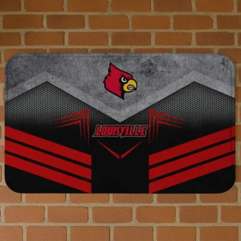 Louisville Cardinals Chevron Points Red Black Doormat
