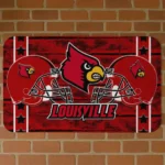 Louisville Cardinals Helmet Illustration Red Doormat