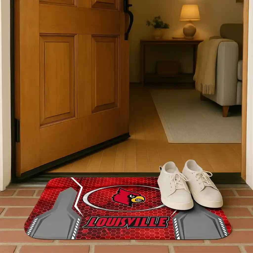 louisville-cardinals-hexagon-oval-red-doormat-fashion-forward.webp