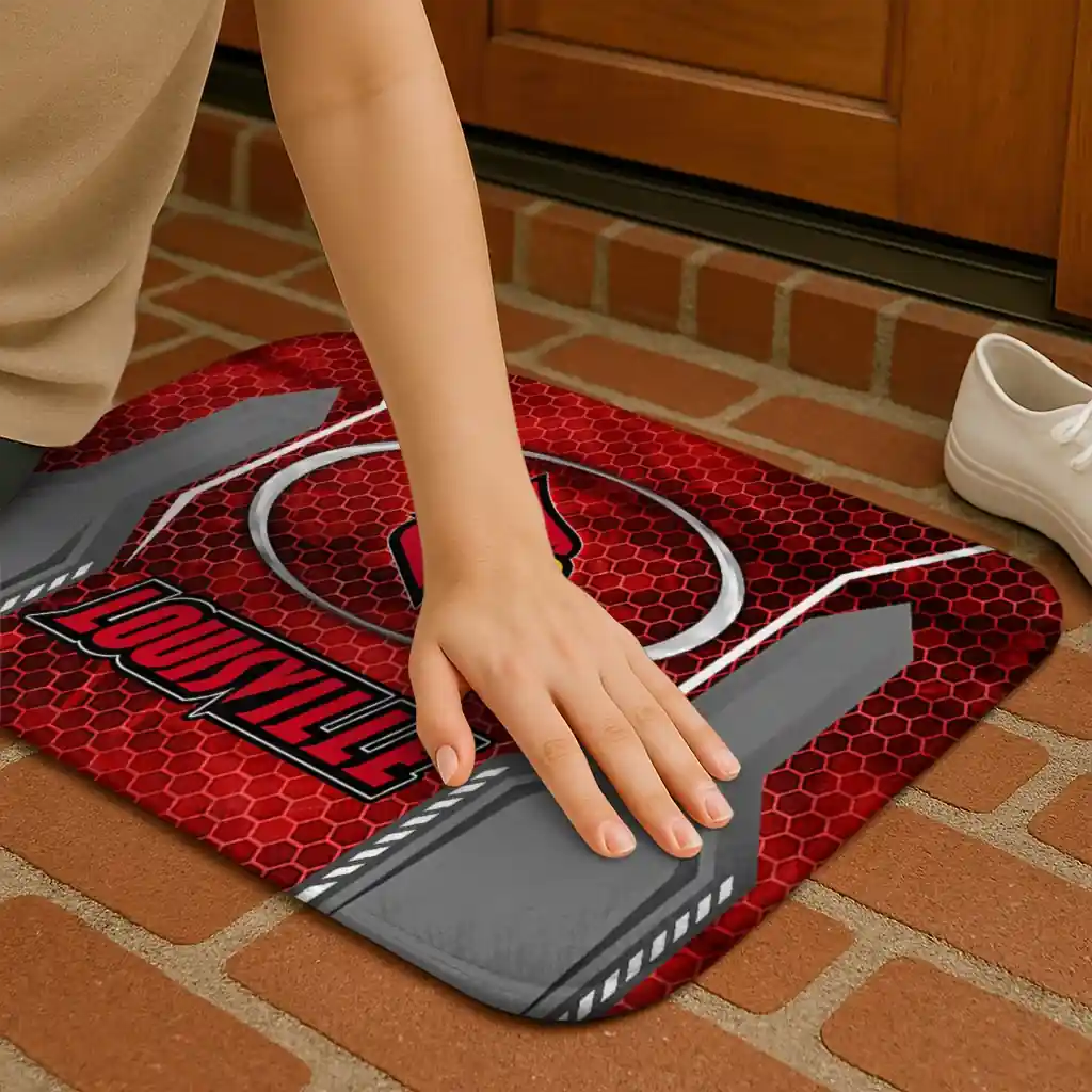 louisville-cardinals-hexagon-oval-red-doormat-premium-grade.webp