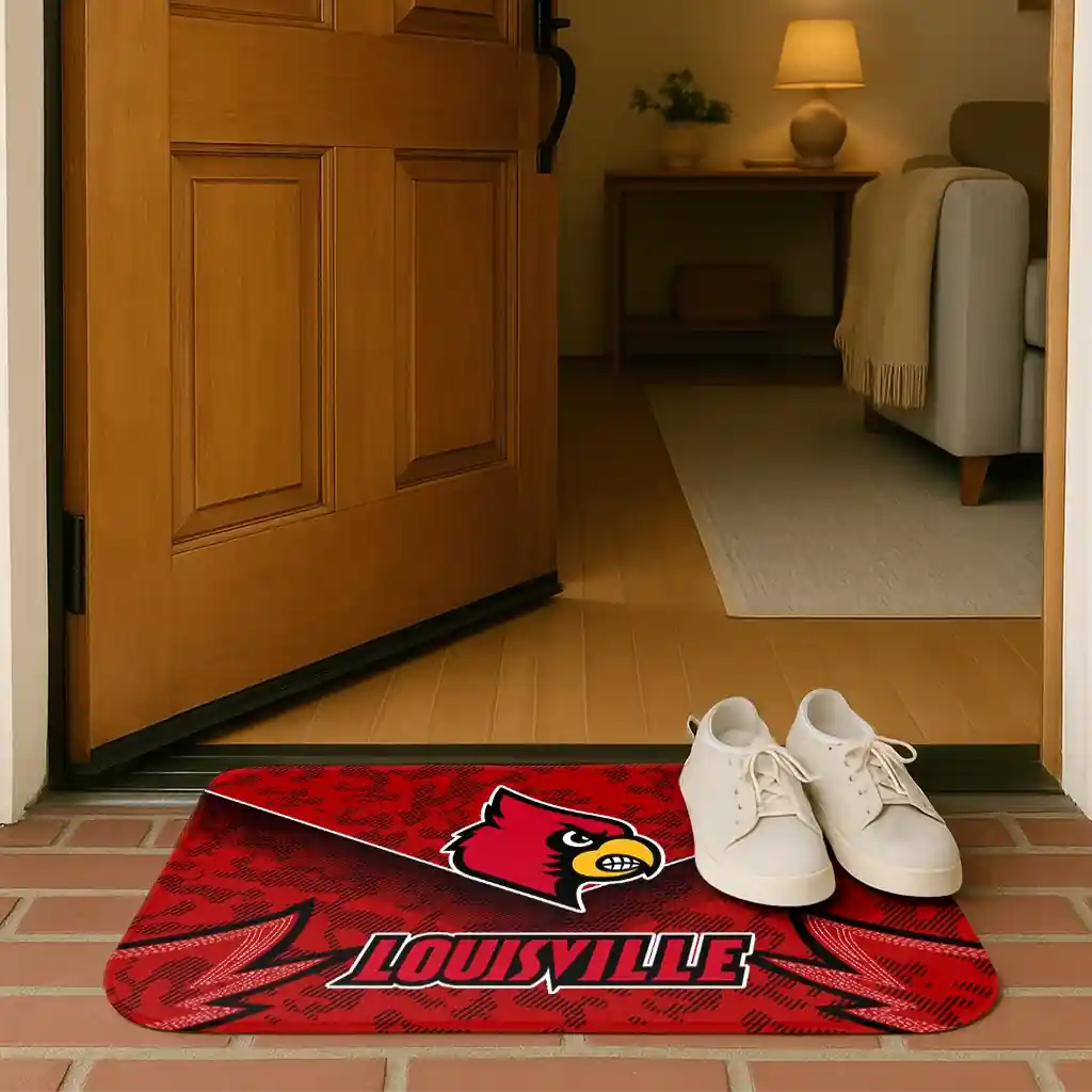 louisville-cardinals-layered-lines-red-doormat-fashion-forward.webp