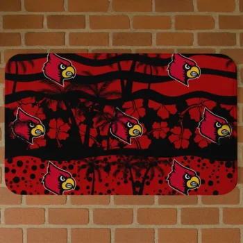 Louisville Cardinals Palm Silhouette Red Black Doormat