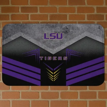 LSU Tigers Chevron Points Purple Black Doormat