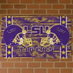 LSU Tigers Helmet Illustration Purple Doormat