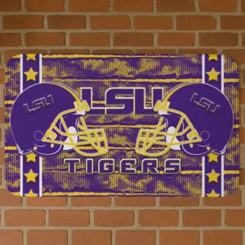 LSU Tigers Helmet Illustration Purple Doormat