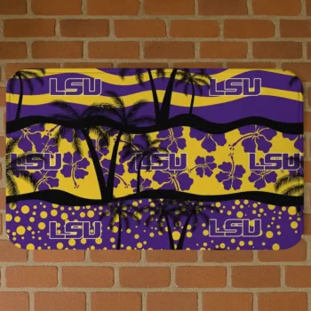LSU Tigers Palm Silhouette Purple Black Doormat