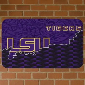 LSU Tigers Tribal Detailing Purple Black Doormat