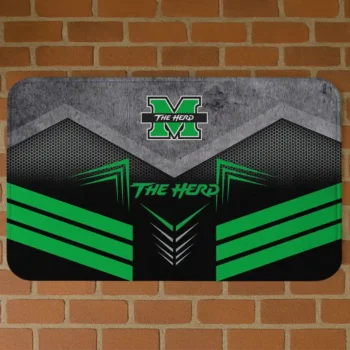 Marshall Thundering Herd Chevron Points Green Black Doormat