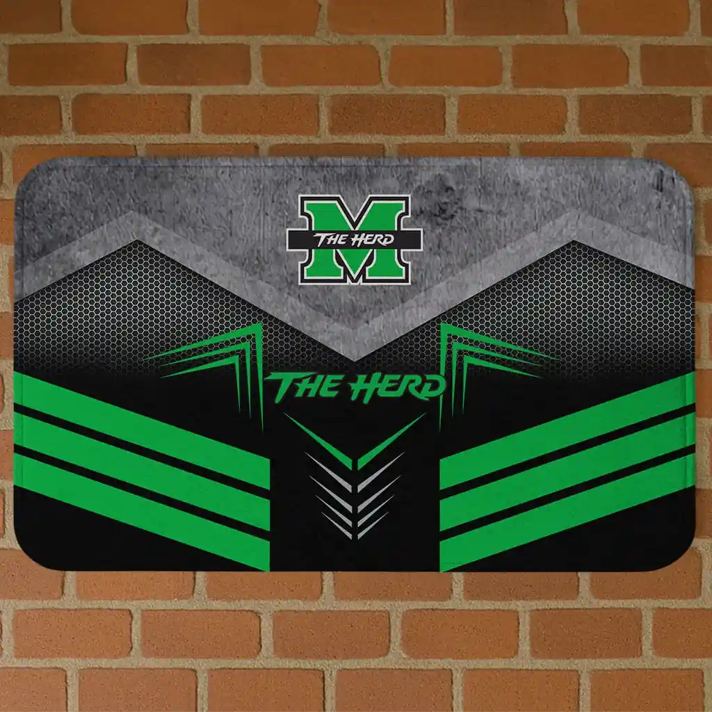 marshall-thundering-herd-chevron-points-green-black-doormat-best-selling.webp marshall thundering herd chevron points green black doormat best selling