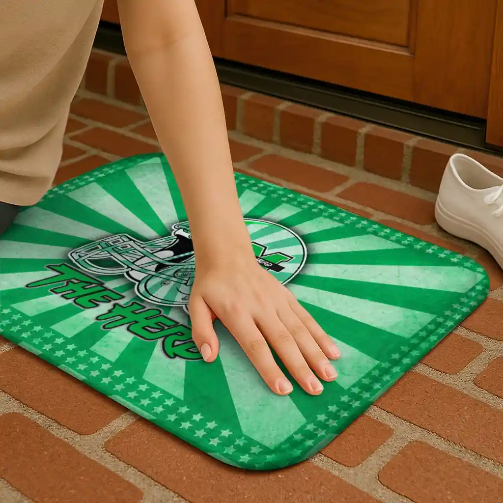 marshall-thundering-herd-helmet-centerpiece-green-doormat-premium-grade.webp