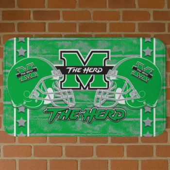 Marshall Thundering Herd Helmet Illustration Green Doormat