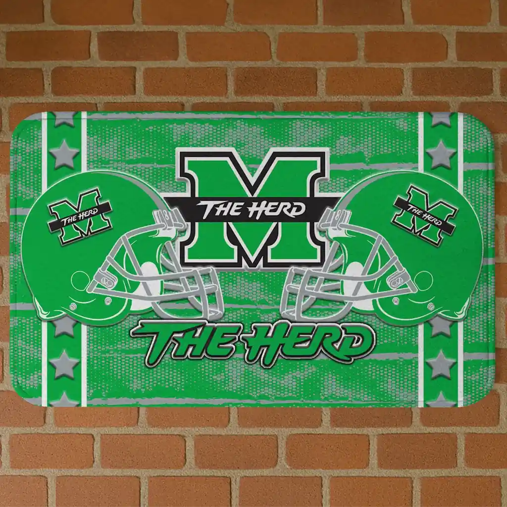 marshall-thundering-herd-helmet-illustration-green-doormat-best-selling.webp marshall thundering herd helmet illustration green doormat best selling