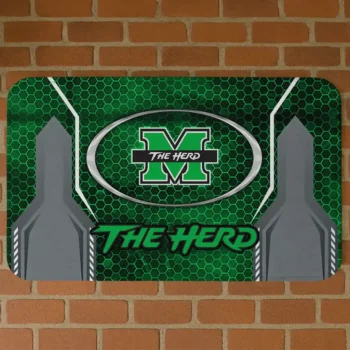 Marshall Thundering Herd Hexagon Oval Green Doormat