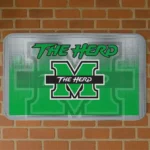 Marshall Thundering Herd Pixel Blur Green Doormat