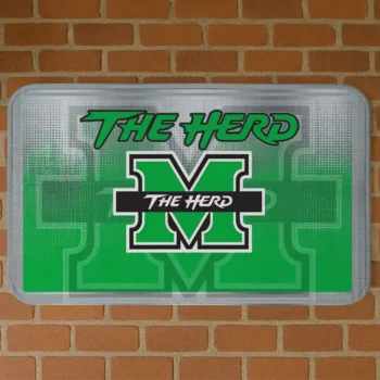 Marshall Thundering Herd Pixel Blur Green Doormat
