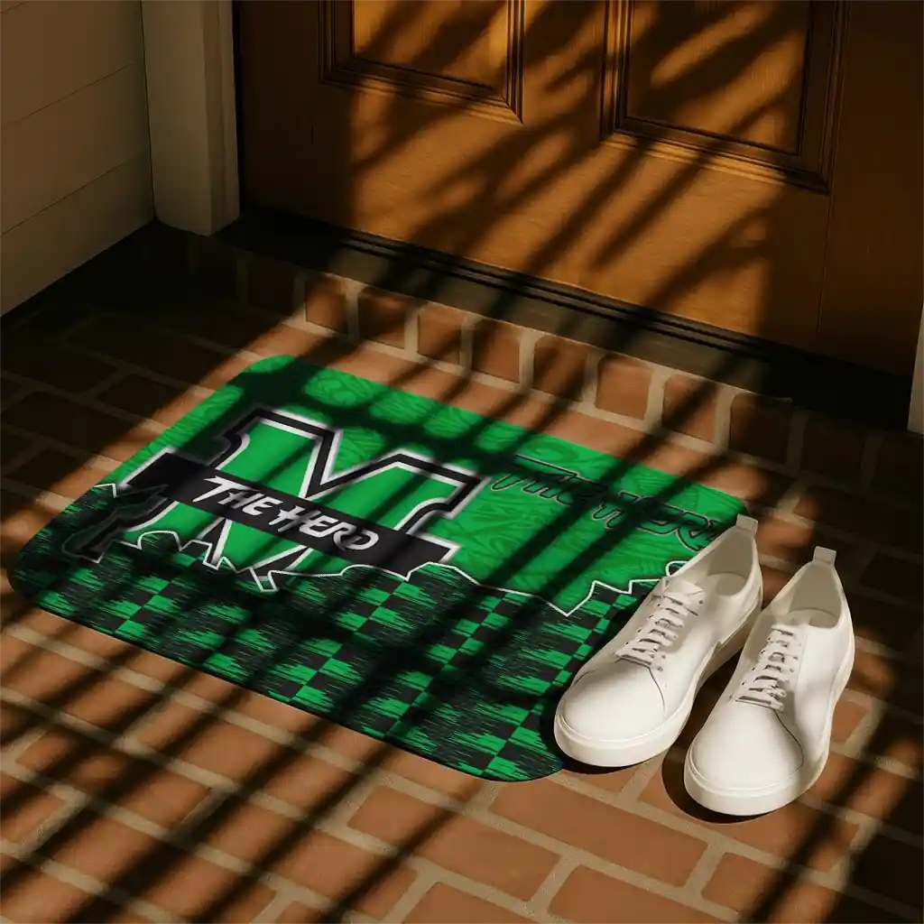marshall-thundering-herd-tribal-detailing-green-black-doormat-trendy.webp