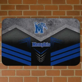 Memphis Tigers Chevron Points Blue Black Doormat