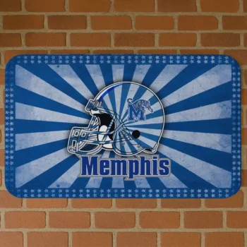 Memphis Tigers Helmet Centerpiece Blue Doormat