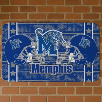 Memphis Tigers Helmet Illustration Blue Doormat