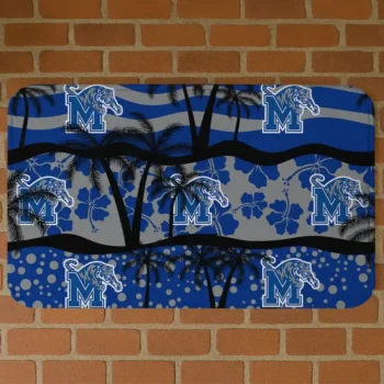 Memphis Tigers Palm Silhouette Blue Black Doormat