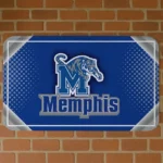 Memphis Tigers Silver Halftone Blue Doormat