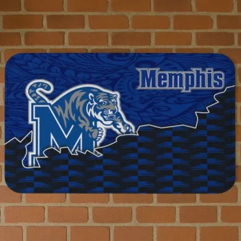 Memphis Tigers Tribal Detailing Blue Black Doormat