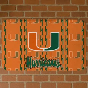 Miami Hurricanes Bolt Row Orange Doormat