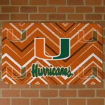 Miami Hurricanes Chevron Geometrics Orange Doormat