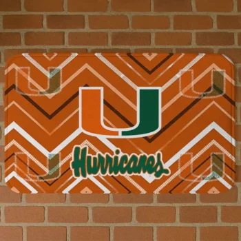 Miami Hurricanes Chevron Geometrics Orange Doormat