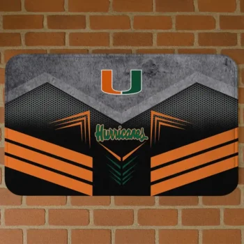 Miami Hurricanes Chevron Points Orange Black Doormat