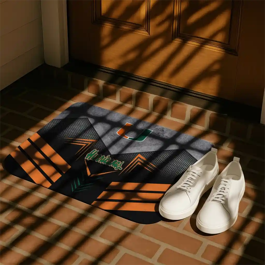miami-hurricanes-chevron-points-orange-black-doormat-trendy.webp