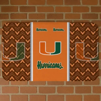 Miami Hurricanes Chevron Stack Orange Doormat