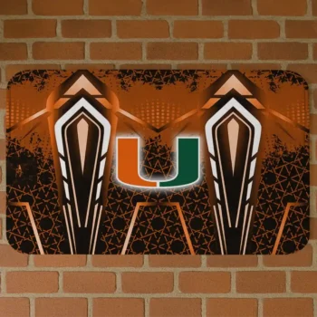 Miami Hurricanes Graphic Stripes Orange Doormat