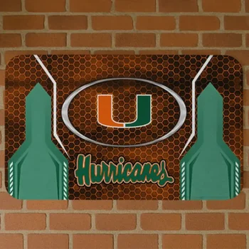 Miami Hurricanes Hexagon Oval Orange Doormat
