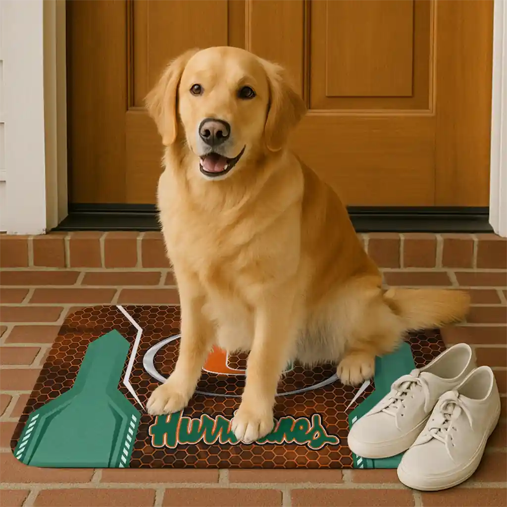 miami-hurricanes-hexagon-oval-orange-doormat-high-quality.webp