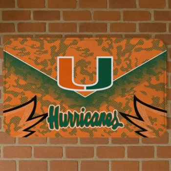 Miami Hurricanes Layered Lines Orange Doormat