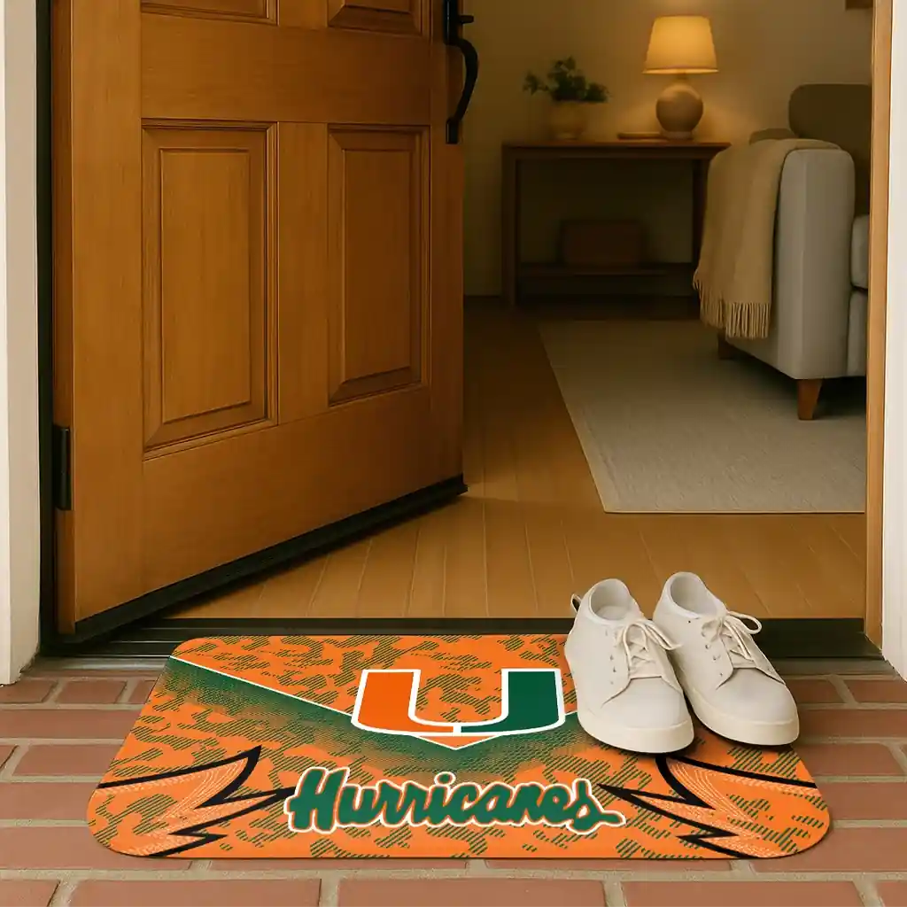 miami-hurricanes-layered-lines-orange-doormat-fashion-forward.webp