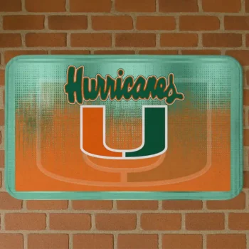 Miami Hurricanes Pixel Blur Orange Doormat