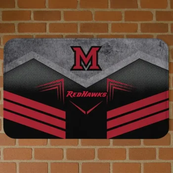 Miami RedHawks Chevron Points Red Black Doormat