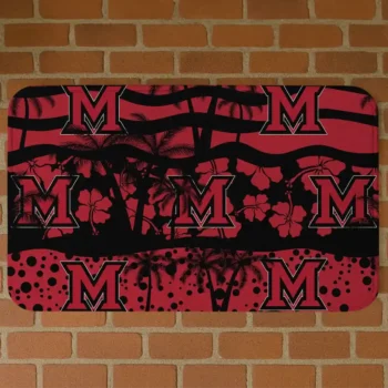 Miami RedHawks Palm Silhouette Red Black Doormat