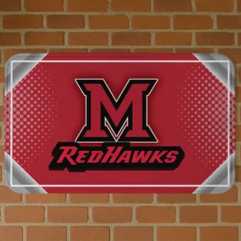 Miami RedHawks Silver Halftone Red Doormat