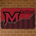 Miami RedHawks Tribal Detailing Red Black Doormat