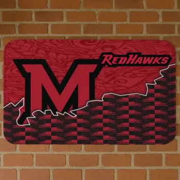 Miami RedHawks Tribal Detailing Red Black Doormat