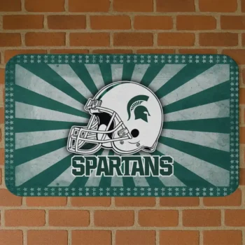 Michigan State Spartans Helmet Centerpiece Green Doormat