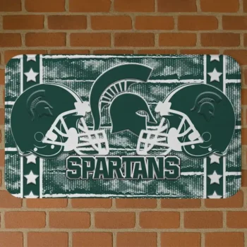 Michigan State Spartans Helmet Illustration Green Doormat
