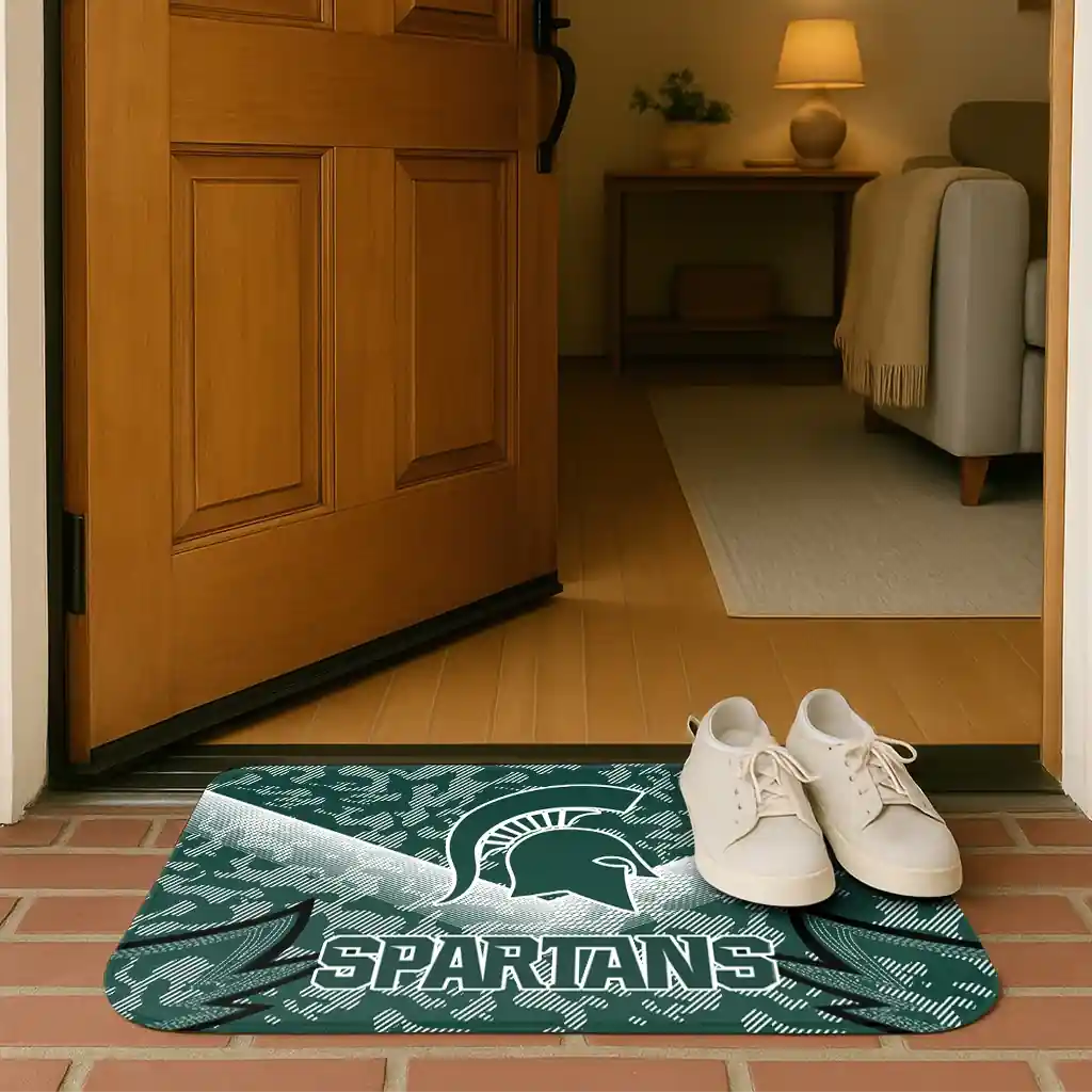 michigan-state-spartans-layered-lines-green-doormat-fashion-forward.webp