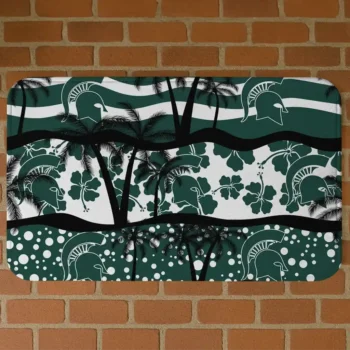 Michigan State Spartans Palm Silhouette Green Black Doormat
