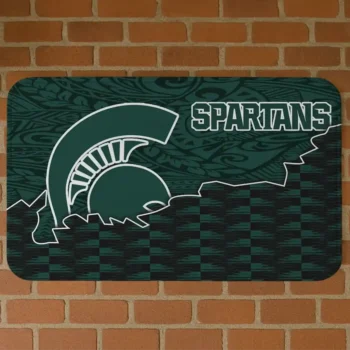 Michigan State Spartans Tribal Detailing Green Black Doormat