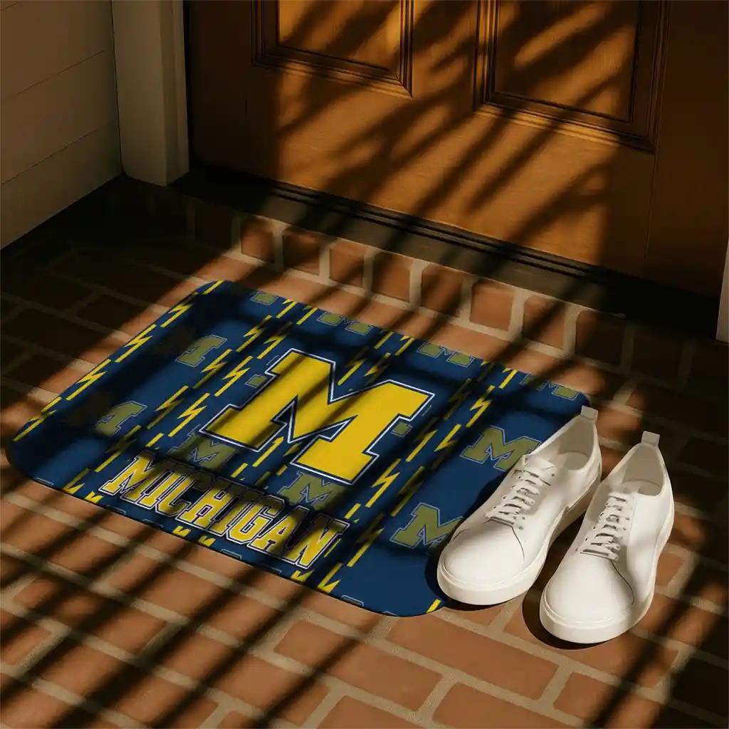 michigan-wolverines-bolt-row-blue-doormat-trendy.webp